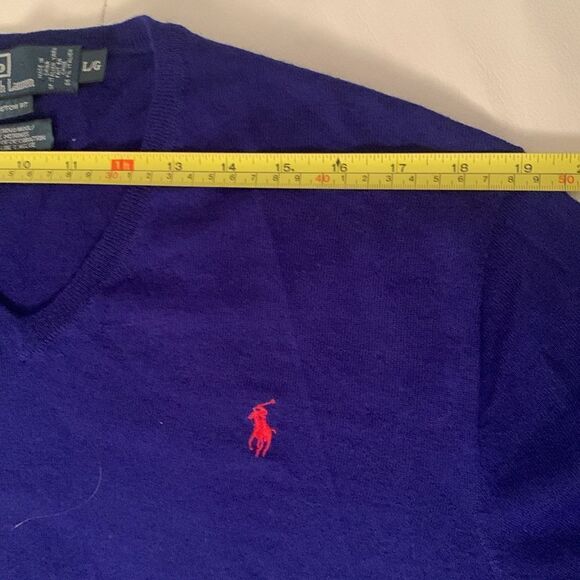 Polo by Ralph Lauren Merino Wool Italian Yarn V- Neck Sweater Men’s Size L - Picture 3 of 7